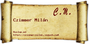 Czimmer Milán névjegykártya